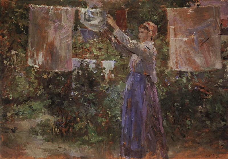 Berthe Morisot Peasant Hanging out the Washing Norge oil painting art